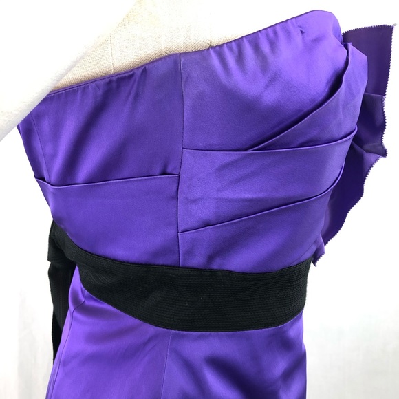 Phoebe Couture Strapless Dress Purple EUC Sz 4 Ruffled - Picture 8 of 14